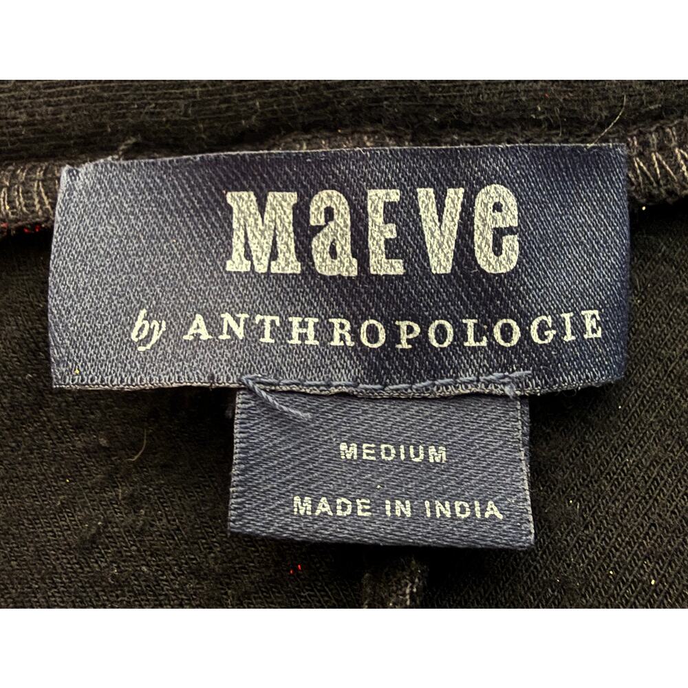 Anthropologie x Maeve Women's Chevron Shine Skirt Midi A Line Black Metallic M - Picture 8 of 10